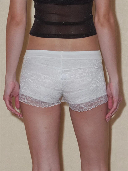 Solid Lace Layered Ruffle Short