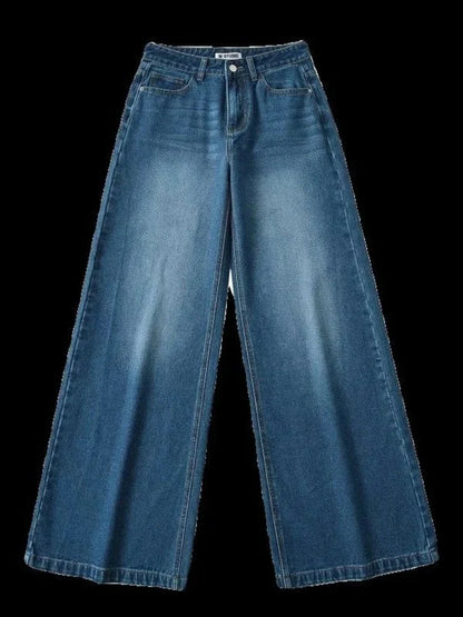 Retro American plus straight leg women jeans washed and versatile Gothic Harajuku loose fit high waisted casual jeans y2k pants