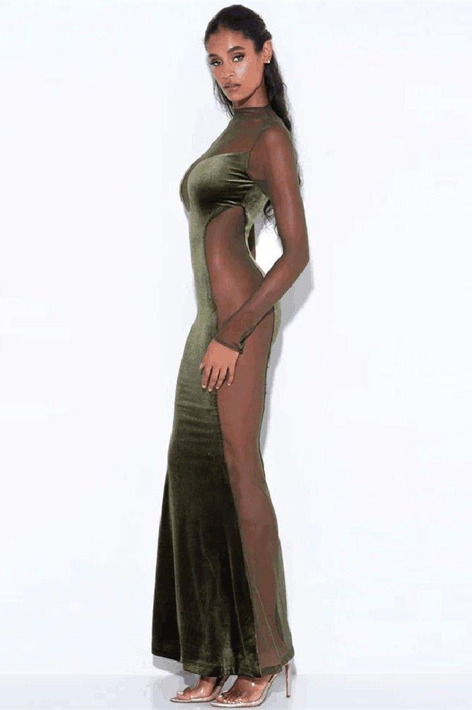 Zona See-through Velvet Maxi Dress
