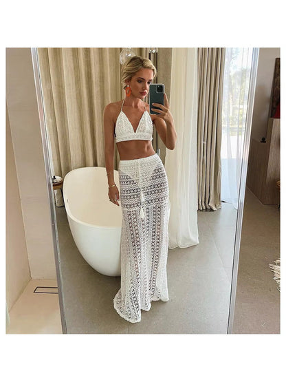 Crochet Bikini Set With Long Skirt