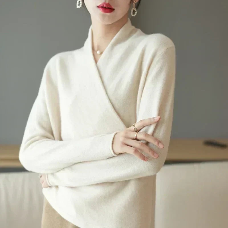 | Women's Wrap Neck Knit Top