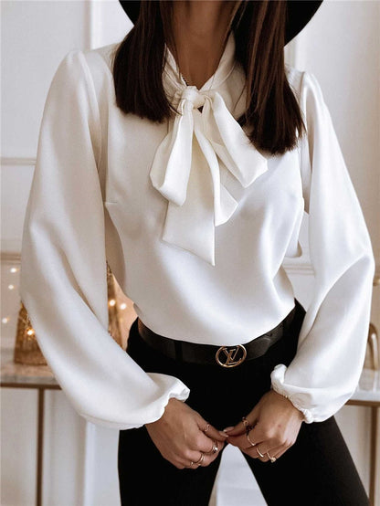 | Women’s Long Sleeve Blouse with Bow Neck