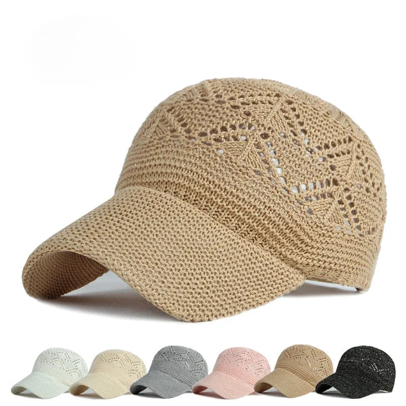 Mesh Woman Baseball Cap Knitted Summer Breathable Sun Protection Caps