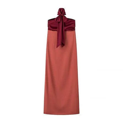 Strapless Tube Choker Sheer Overlay High Slit Maxi Dress