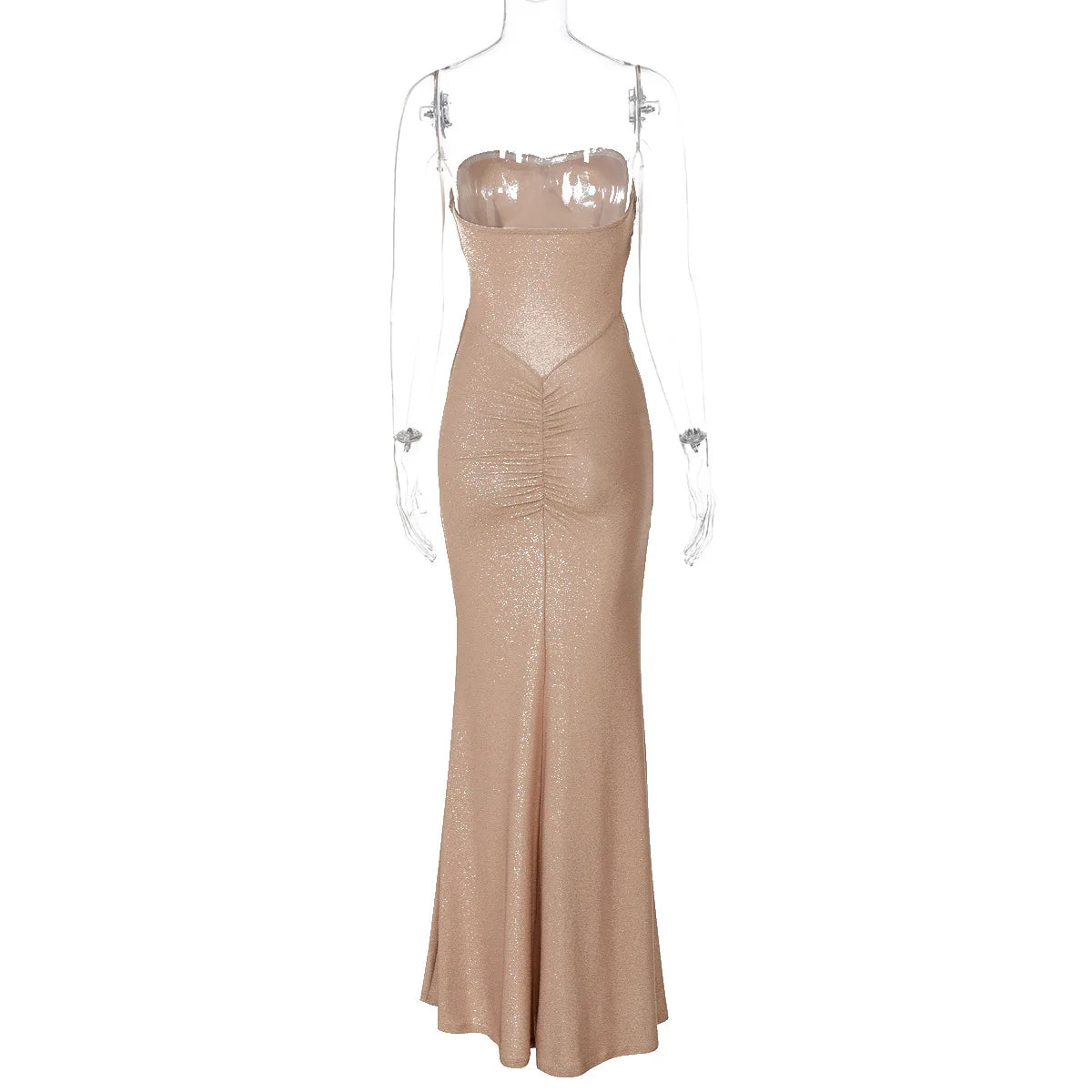 Elegant Strapless Long Maxi Mermaid Dress 2025 Women Sleeveless High Waist Ruched Backless Weddiing Party Evening Prom Dresses
