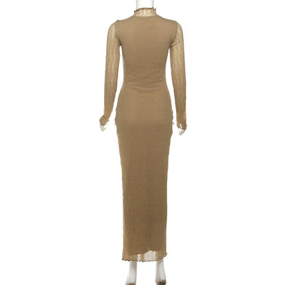 Mock Neck Long Sleeve Textured Knit Waist Tie Two Piece Set