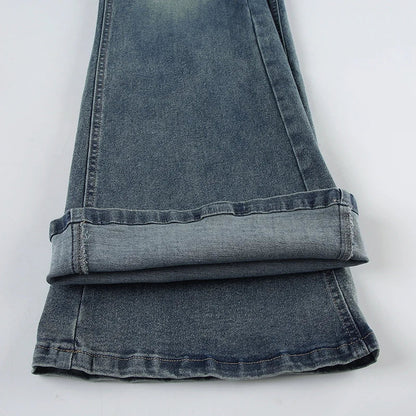 Vintage Button-up Denim Pants Street Style Low Rise Baggy Straight Jeans for Women y2k Aesthetic Loose Denim Trouser 90s