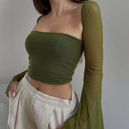 Aesthetic Vintage Mesh Sheer Top