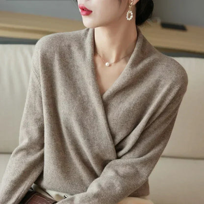 | Women's Winter Wrap V Neck Knit Sweater