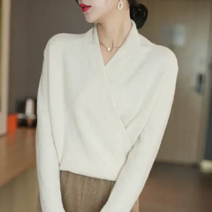 | Women's Winter Wrap V Neck Knit Sweater