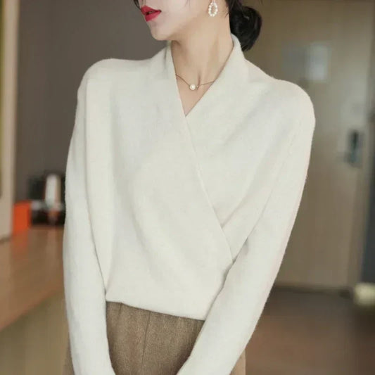 | Women's Wrap Neck Knit Top