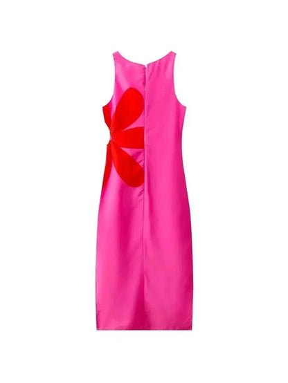 Flower Print Cutout Midi Dress