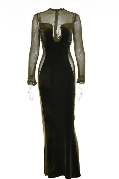 Zona See-through Velvet Maxi Dress