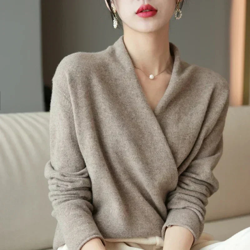 | Women's Wrap Neck Knit Top