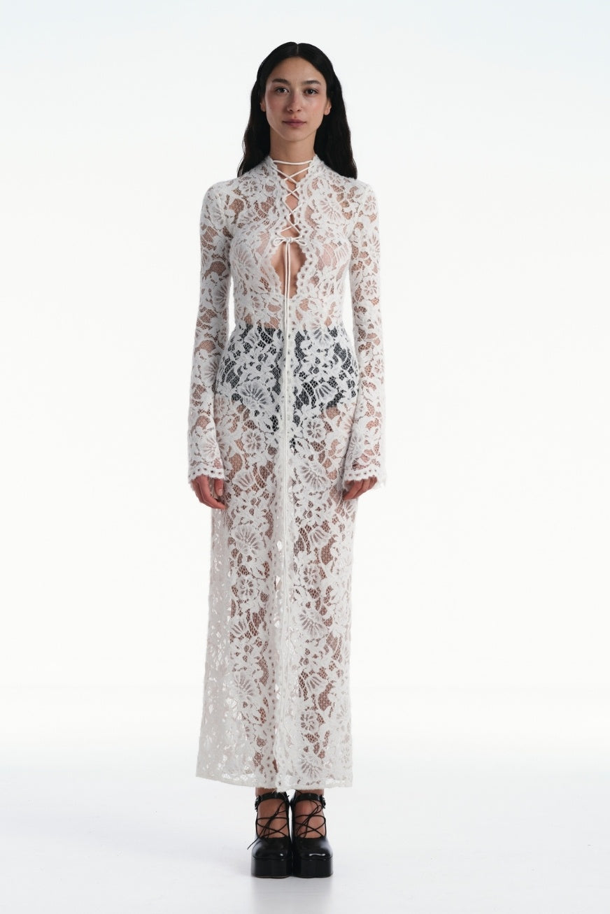 Anna Long Sleeve Sheer Lace Maxi Dress