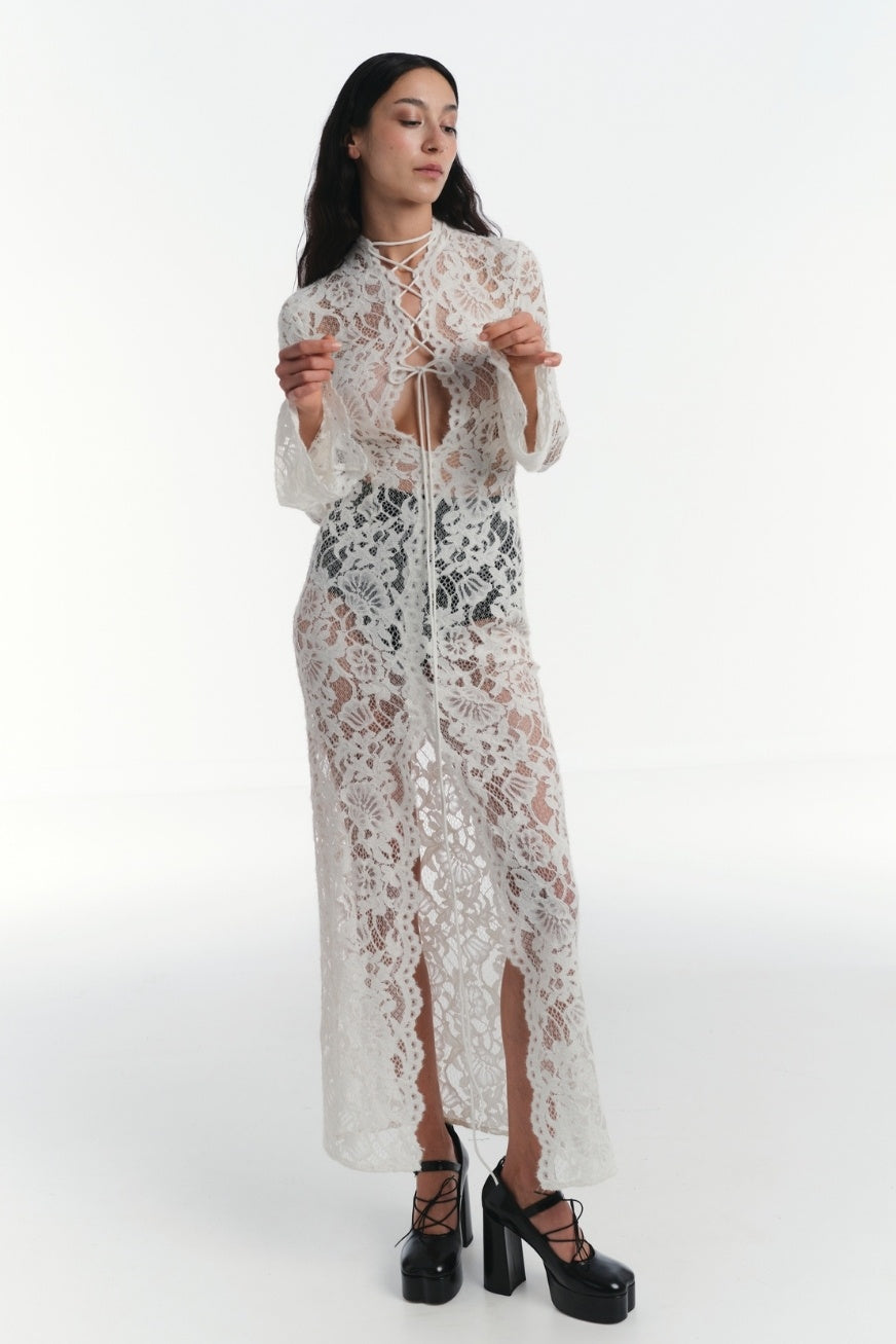 Anna Long Sleeve Sheer Lace Maxi Dress