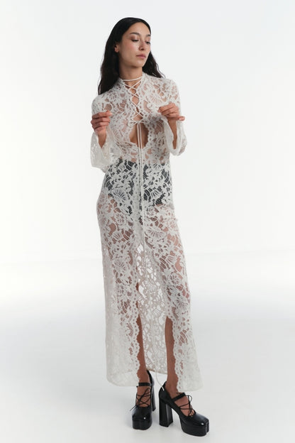 Anna Long Sleeve Sheer Lace Maxi Dress