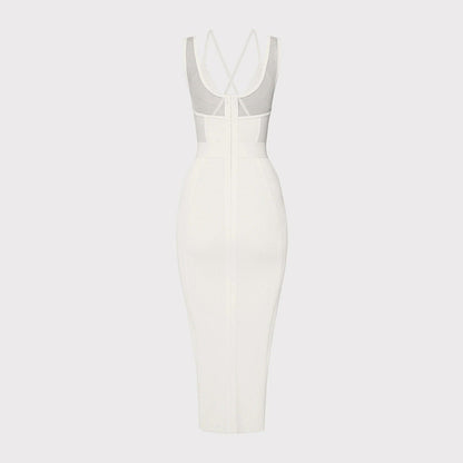 Strappy Sleeveless Midi Mesh Bandage Dress SW6568
