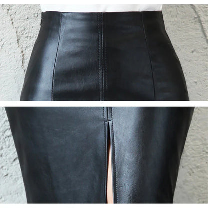 AmyVictoria | Sleek Black Leather Pencil Skirt