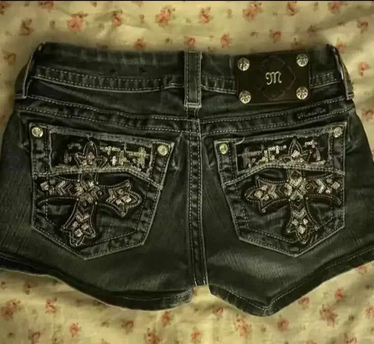 Animated Stitched Denim Short