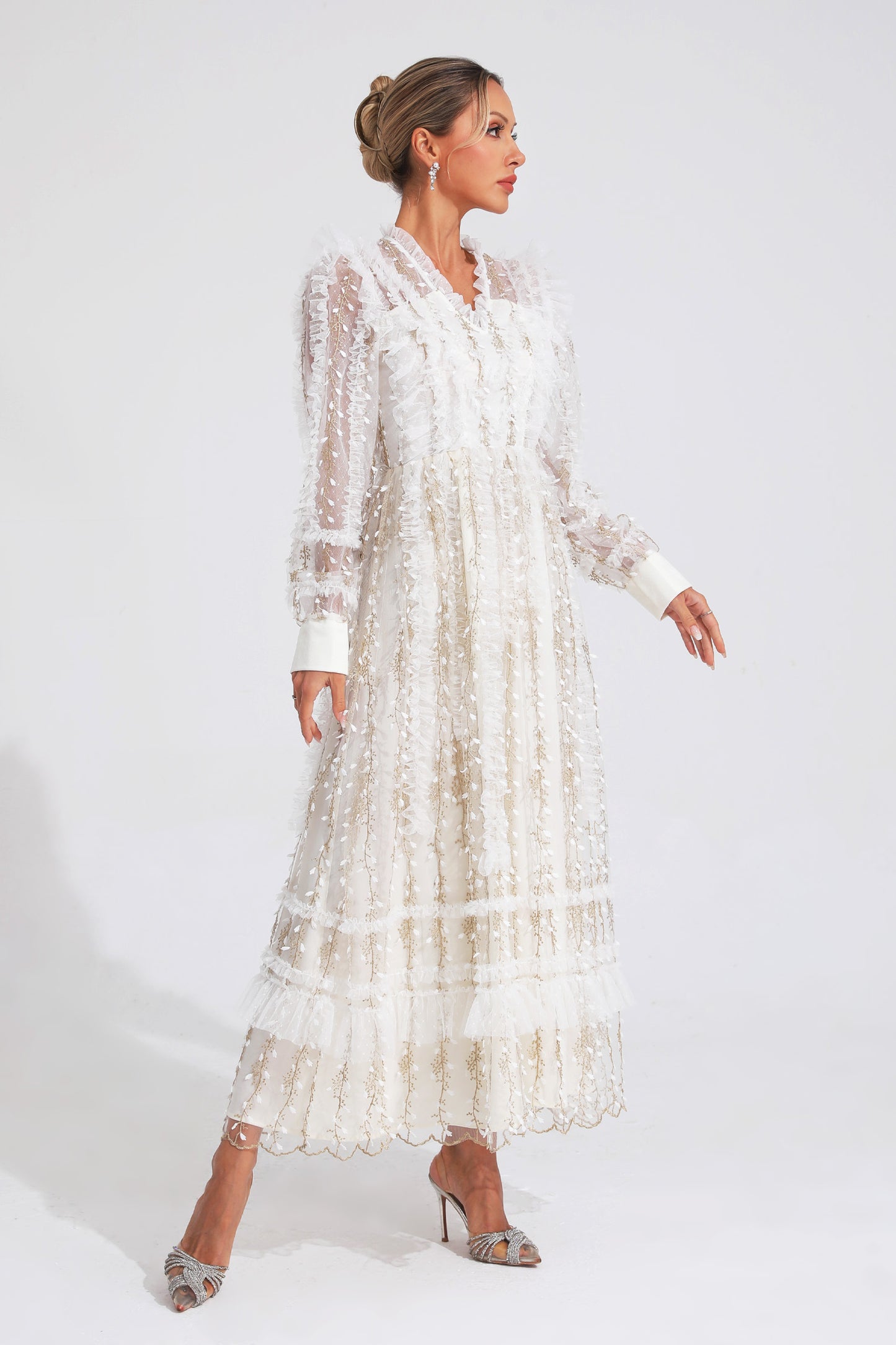 Sally White Mesh Maxi Dress