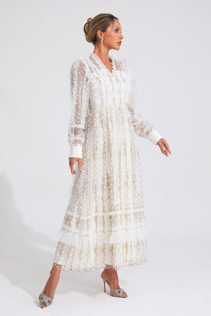 Sally White Mesh Maxi Dress