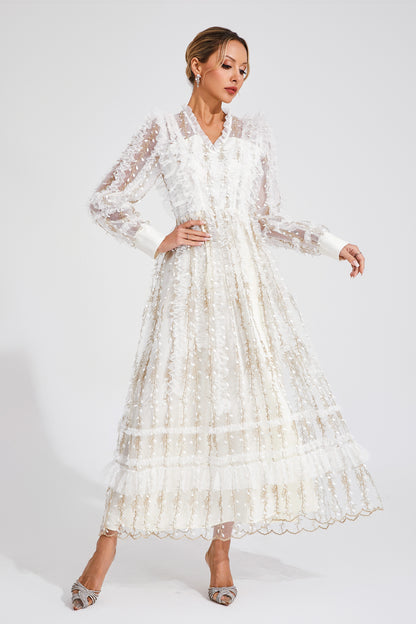 Sally White Mesh Maxi Dress