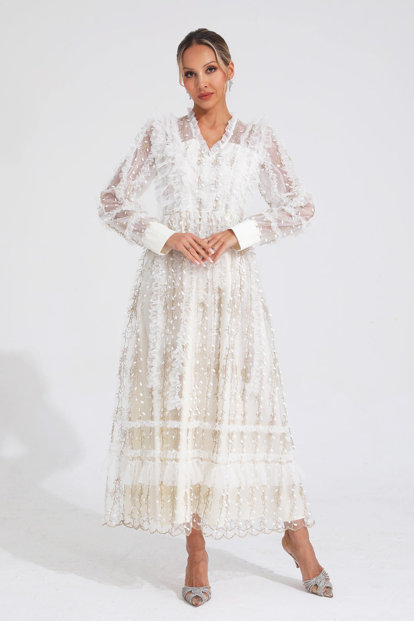 Sally White Mesh Maxi Dress