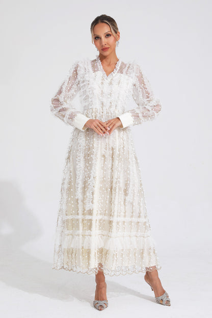 Sally White Mesh Maxi Dress