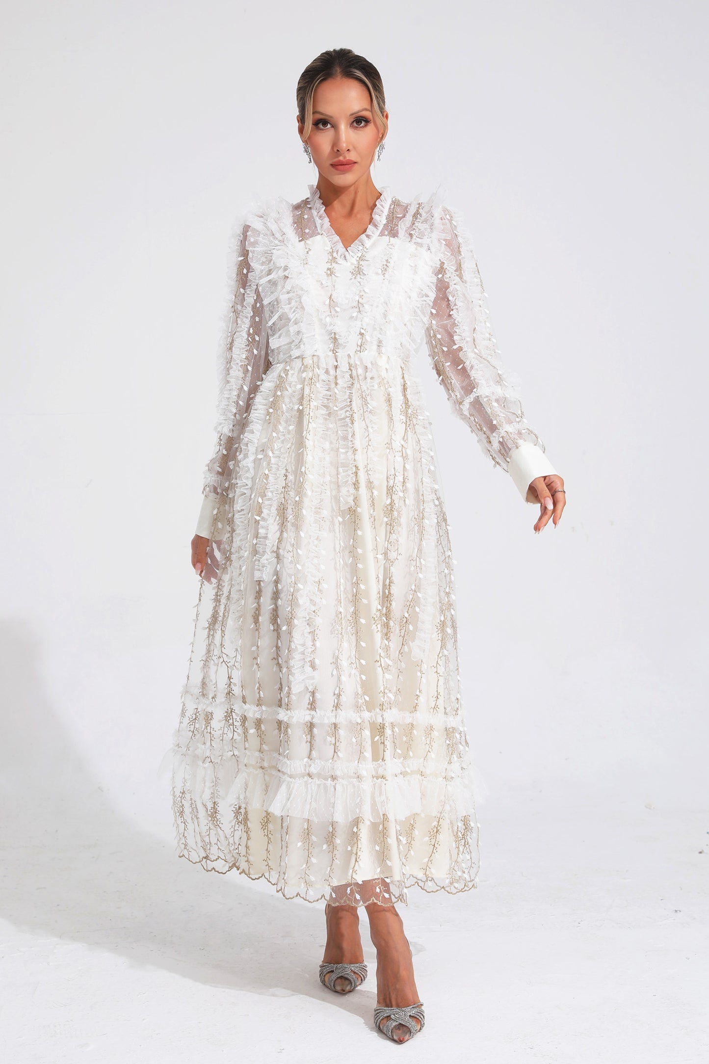 Sally White Mesh Maxi Dress