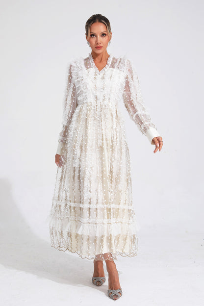 Sally White Mesh Maxi Dress