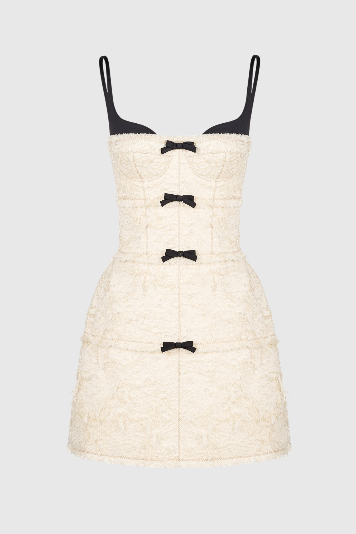 Santos Bow Jacquard Mini Dress - Beige