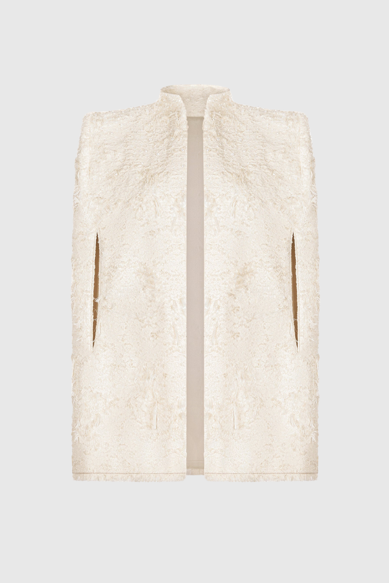 Santos Jacquard Beaded Cape - Beige