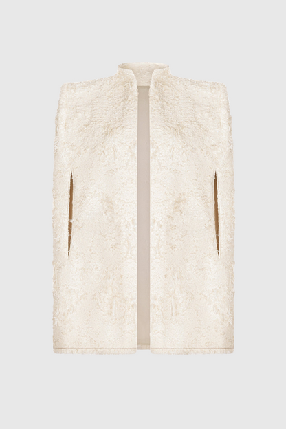 Santos Jacquard Beaded Cape - Beige