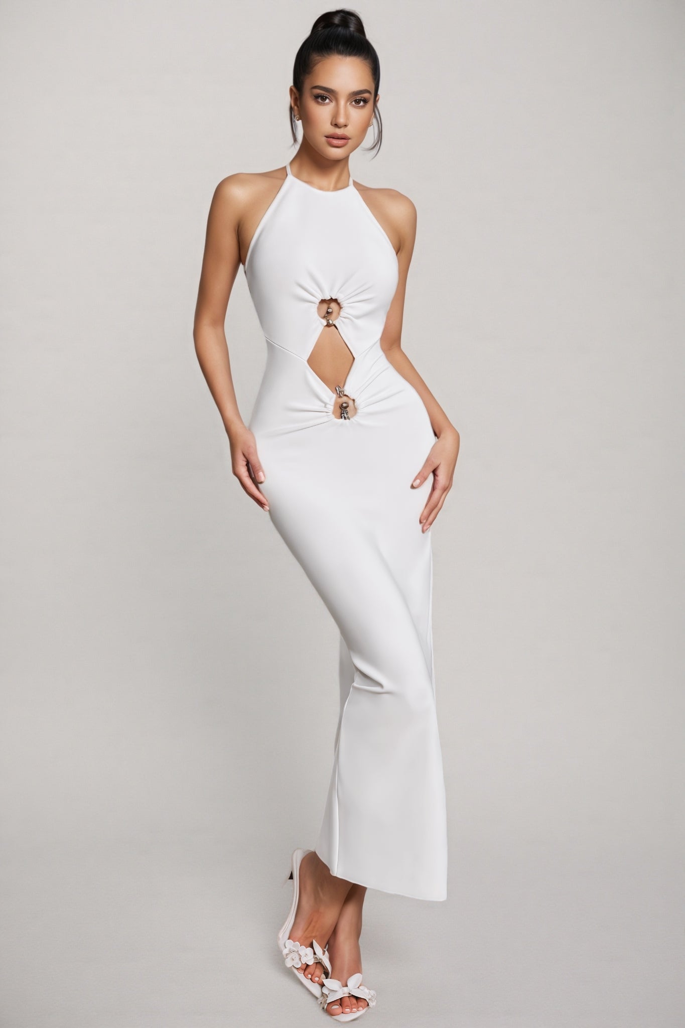 Orana Halterneck Cutout Bandage Midi Dress