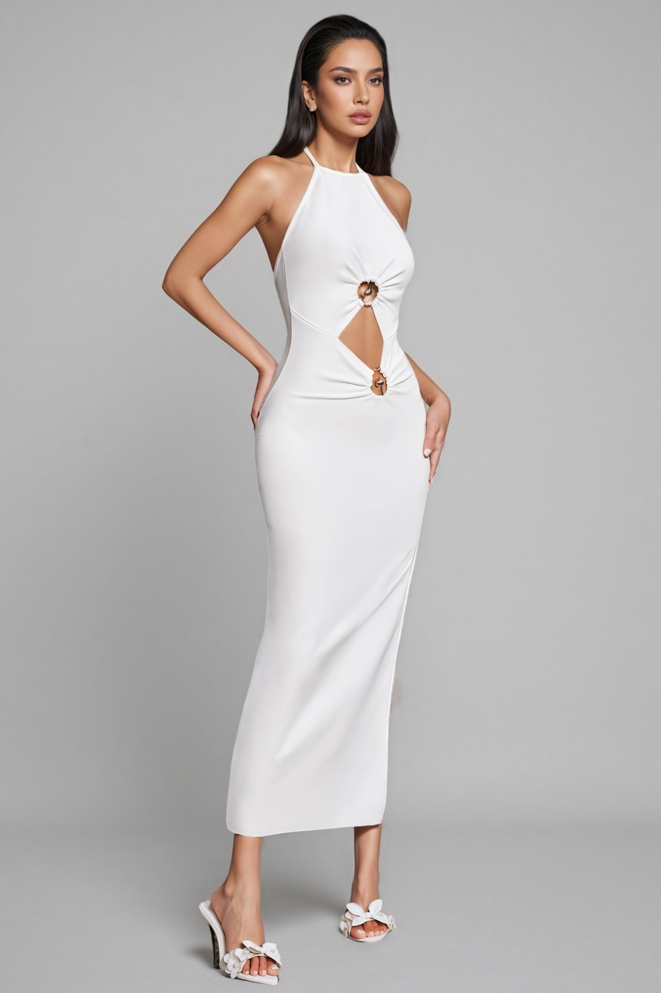Orana Halterneck Cutout Bandage Midi Dress