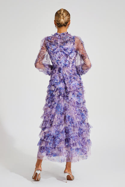 Saroyan Purple Floral Long Sleeve Dress