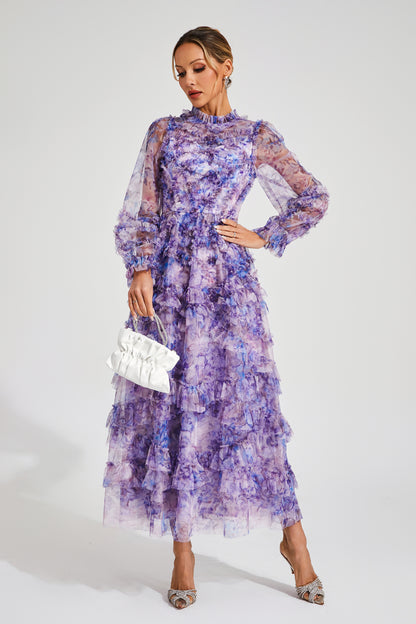 Saroyan Purple Floral Long Sleeve Dress