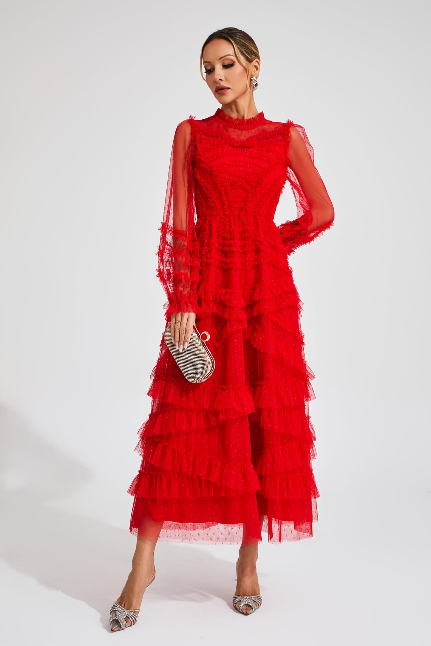 Saroyan Red Floral Long Sleeve Dress
