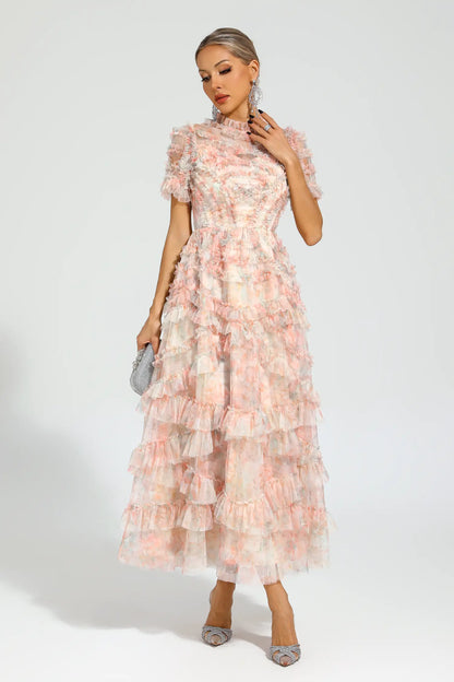 Saroyan Pink Floral Midi Dress