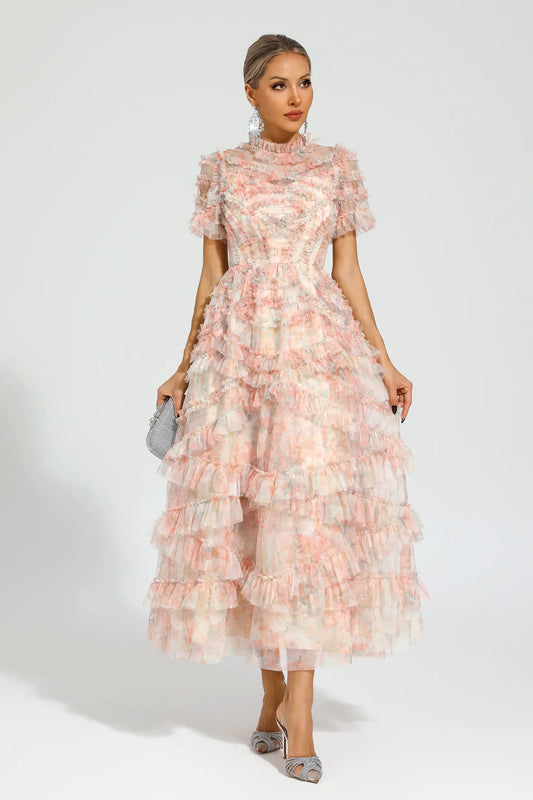 Saroyan Pink Floral Midi Dress