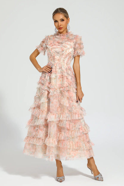 Saroyan Pink Floral Midi Dress
