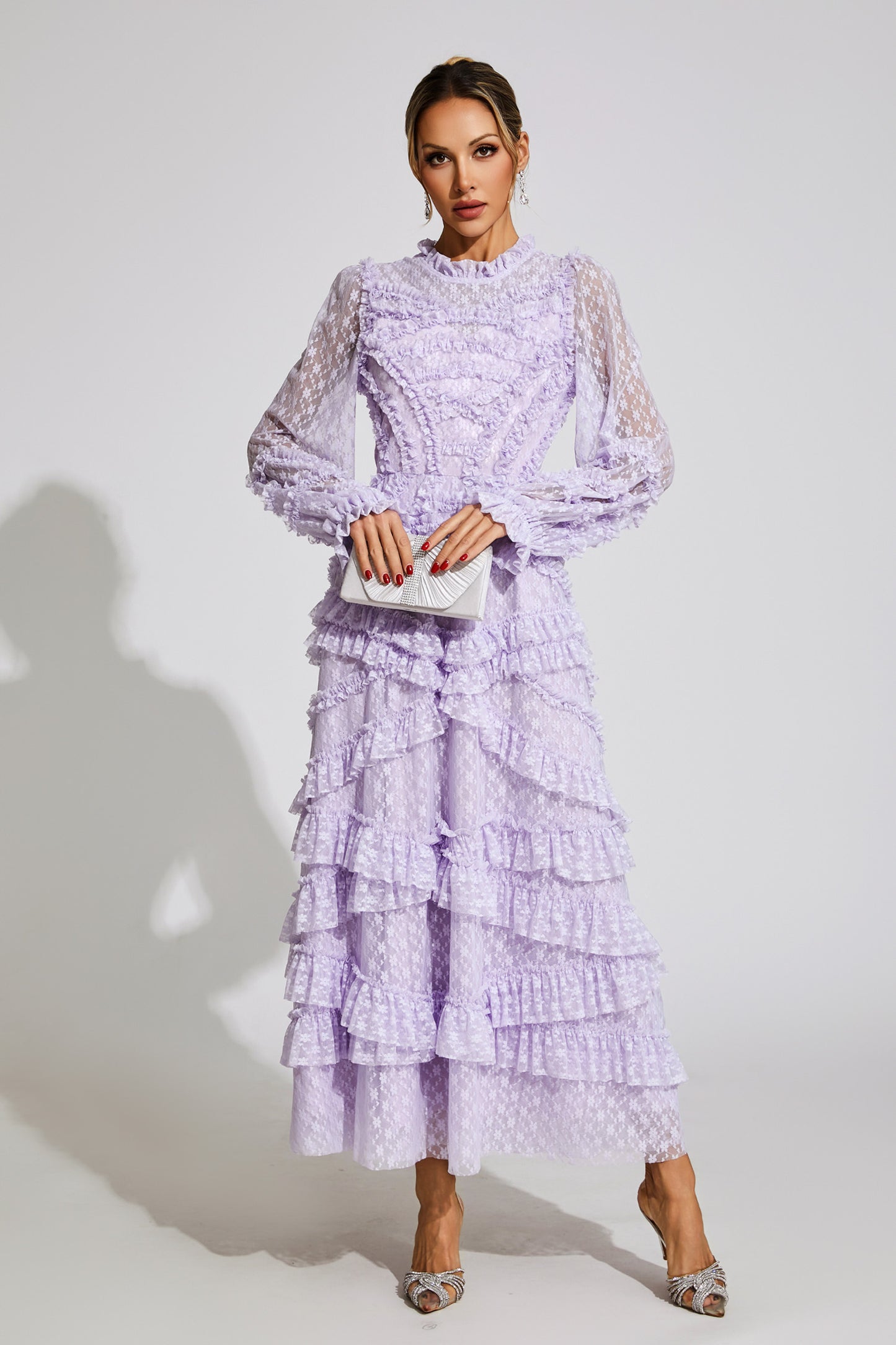 Saroyan Light Purple Floral Midi Dress