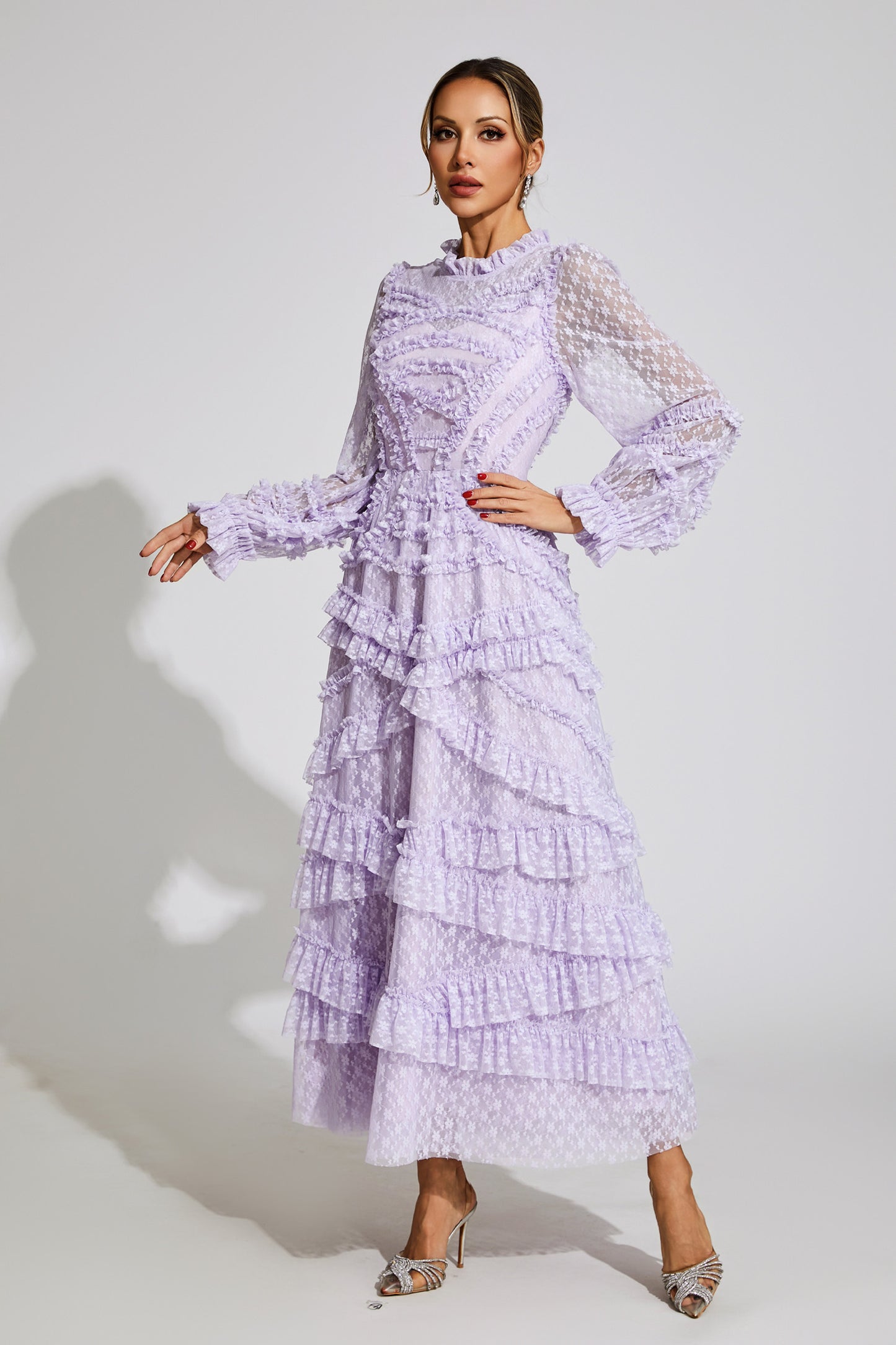 Saroyan Light Purple Floral Midi Dress