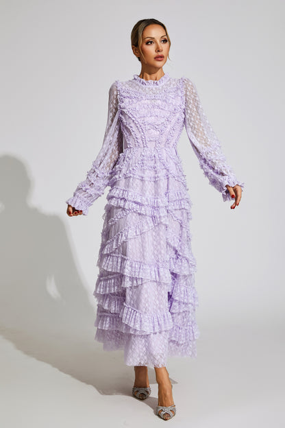 Saroyan Light Purple Floral Midi Dress