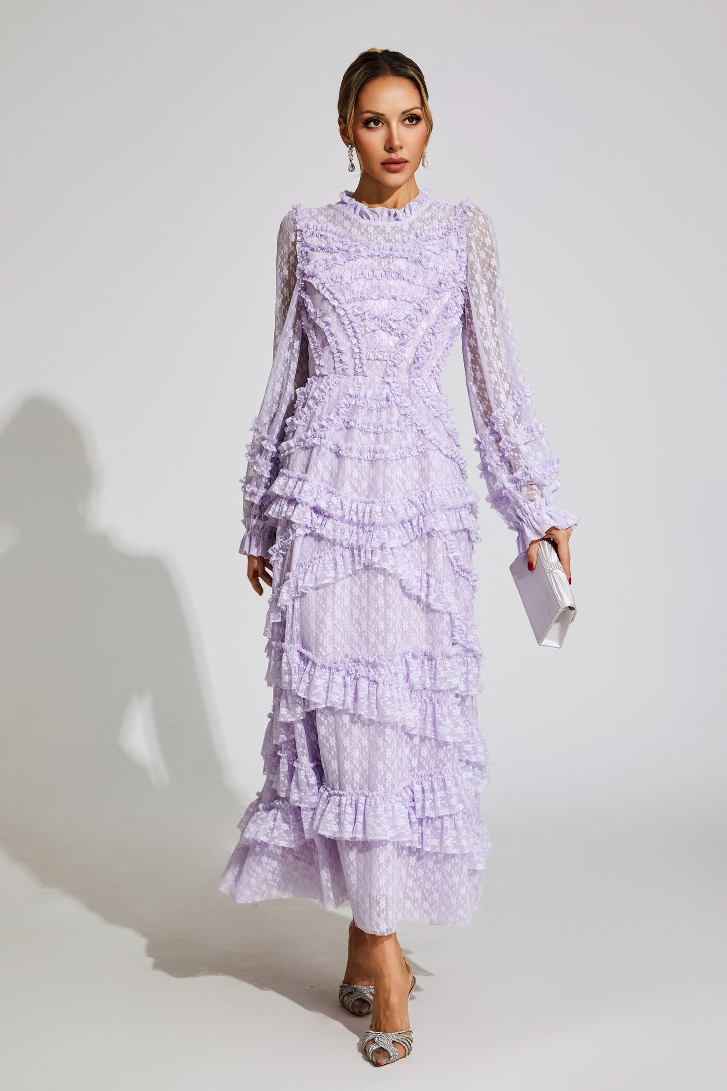 Saroyan Light Purple Floral Midi Dress