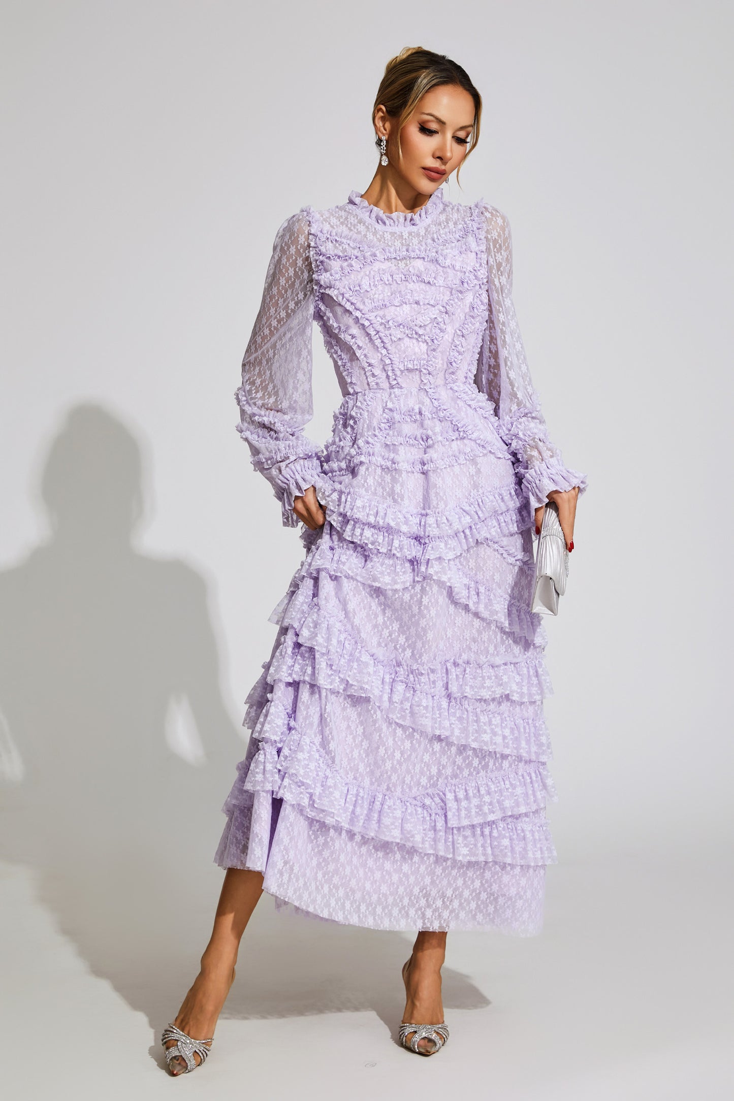 Saroyan Light Purple Floral Midi Dress