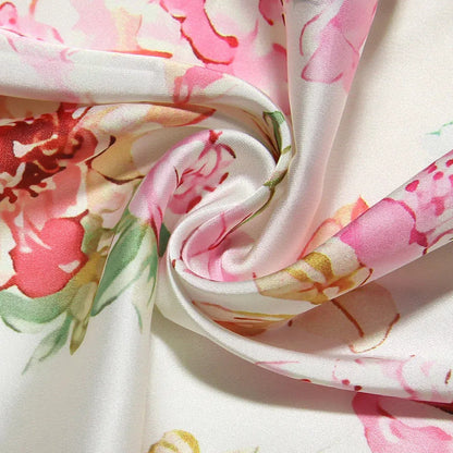 Floral Print Sweetheart Ruched Spaghetti Strap Satin Bodycon Maxi Dress
