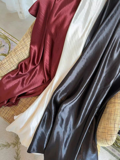 Satin Textured Bias-Cut Slip Dress