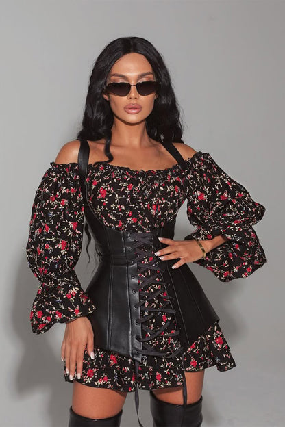 Emma Floral Printed Corset Mini Dress